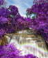 Purple Trees & Waterfall View